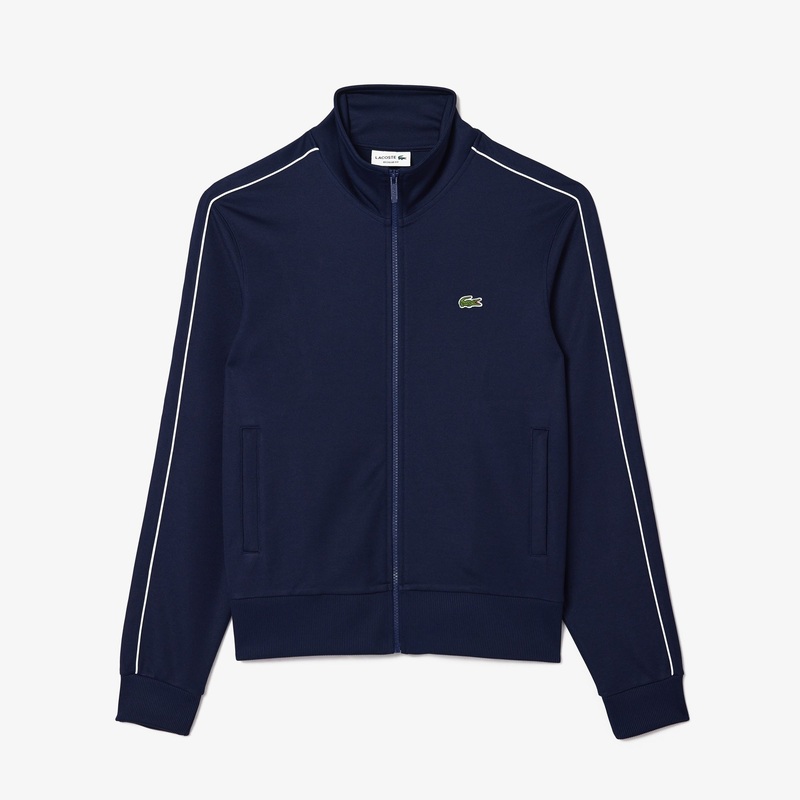 Lacoste Men's Paris Pique Zip Front Track Sweatshirt Blue Large