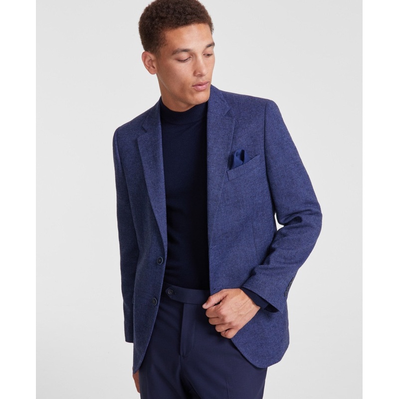 Nautica Mens Modern fit Sport Coat Blazer 46 R Blue Herringbone