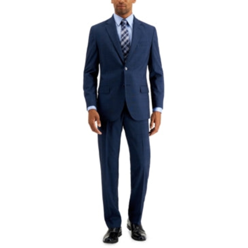 Nautica Modern-Fit Active Stretch Navy Birdseye Suit 48R / 43 X 32 Navy Blue