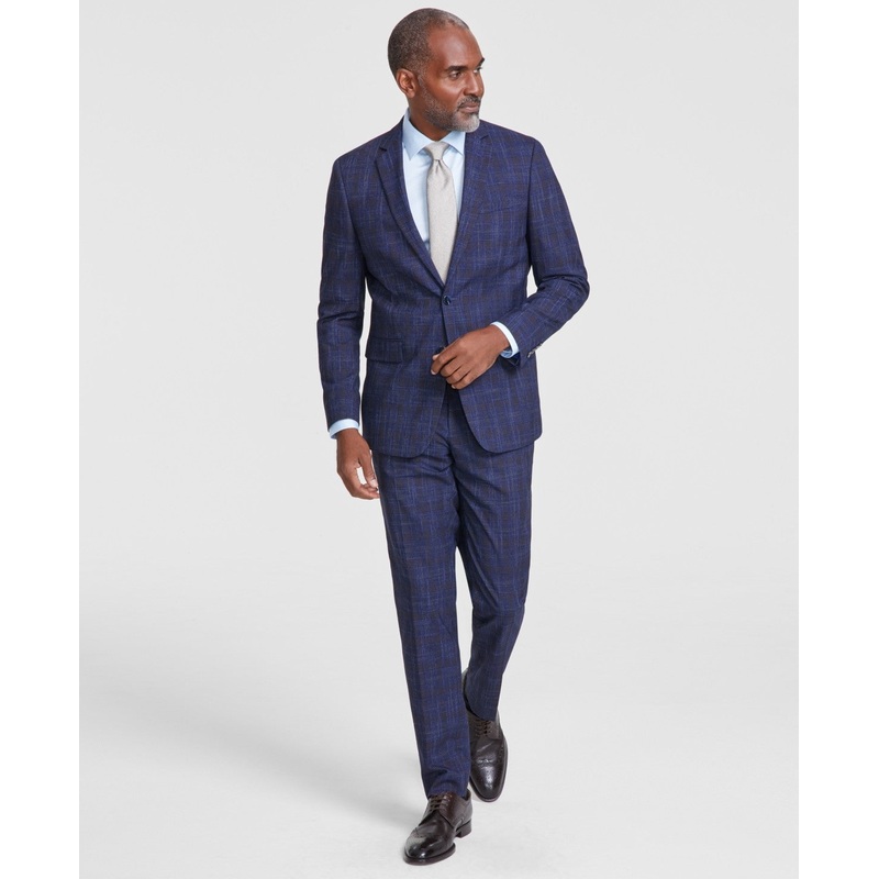 Nick Graham Mens Slim fit 2 Piece Suit 44 L / 38 Waist Blue Plaid