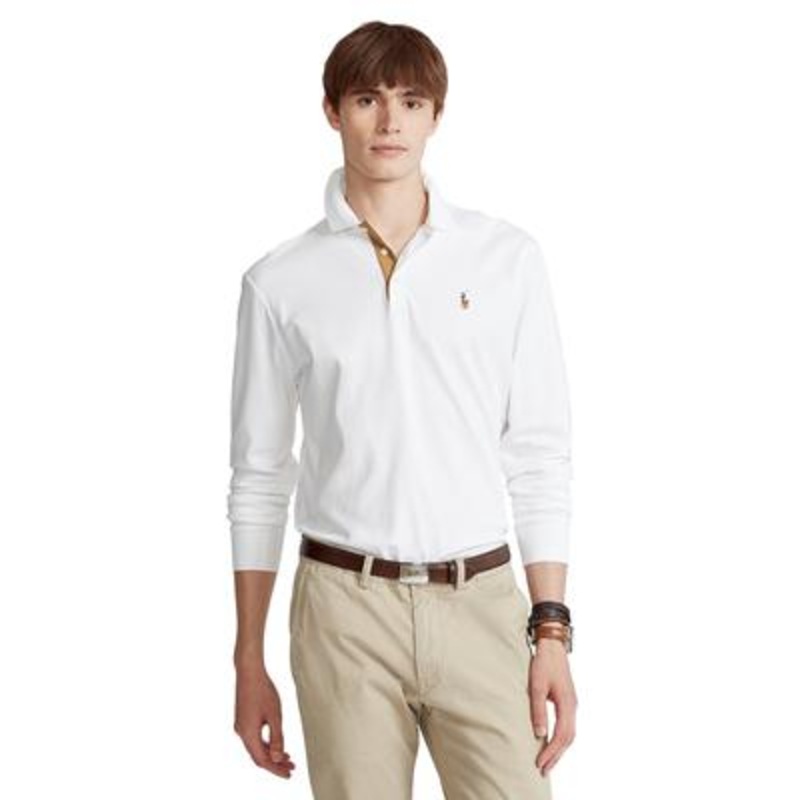 Polo Ralph Lauren Mens Classic fit Long Sleeve Polo Shirt Large White Solid
