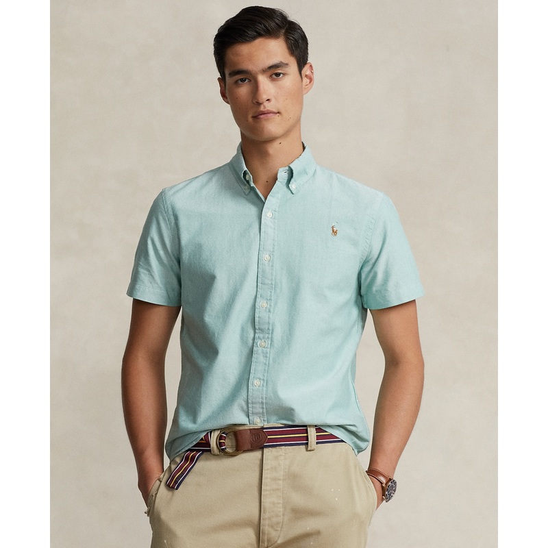 Polo Ralph Lauren Mens Classic fit Short Sleeve Button-Up Shirt XL Green Solid