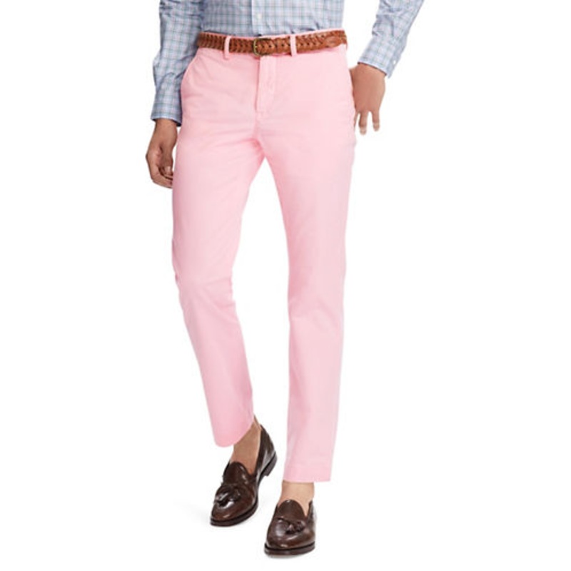 Polo Ralph Lauren Mens Straight fit Casual Pants 40 / 32 Pink Solid Stretch