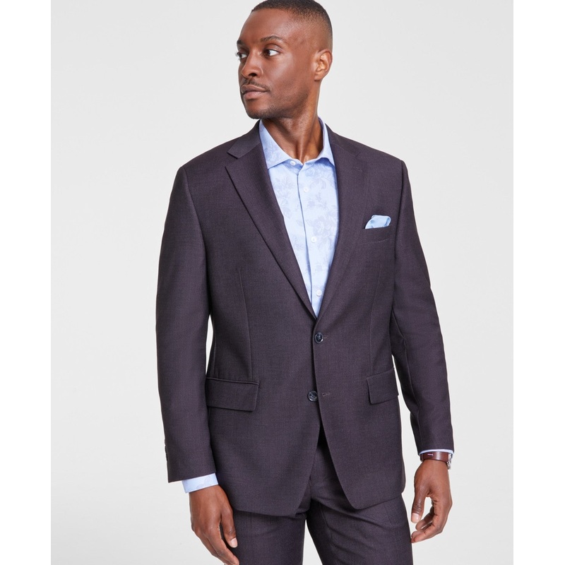 Tallia Mens Classic fit Suit Jacket Blazer 44 L Wine Red Solid