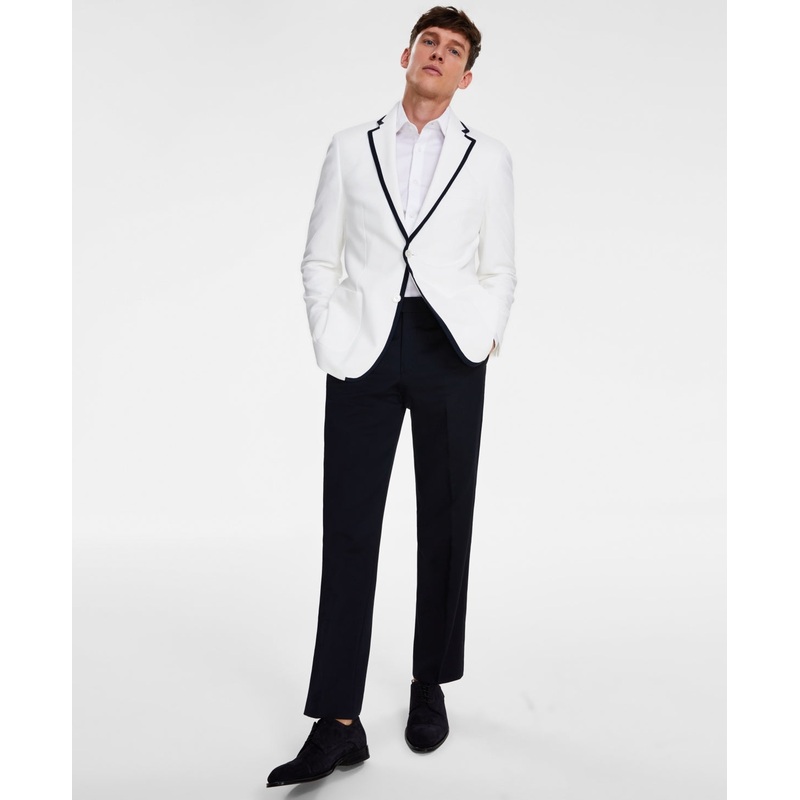 Tommy Hilfiger Mens Modern fit Sport Coat Blazer 44 S White Solid Stretch