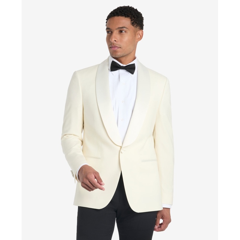 Tommy Hilfiger Mens Regular fit Tuxedo Jacket Blazer 44 S White Solid Stretch