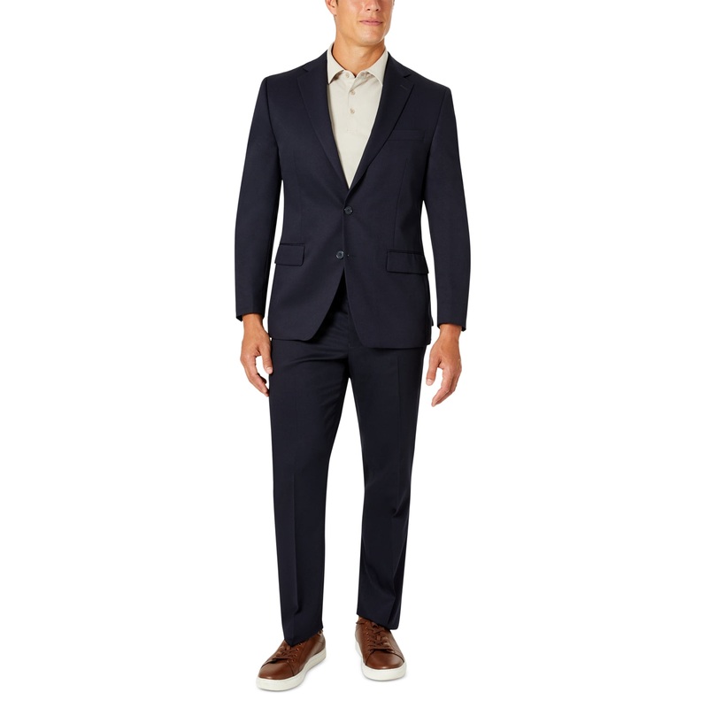 Van Heusen Mens Classic fit 2 Piece Suit 38 R / 31 Waist Navy Blue Solid