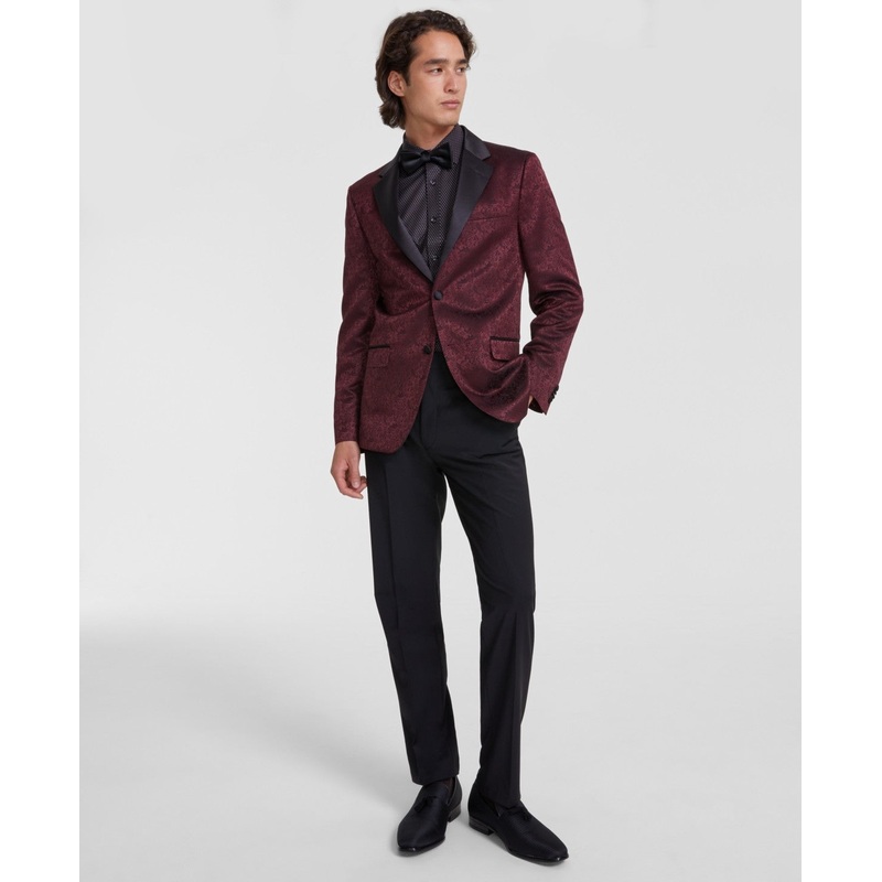 Vince Camuto Mens Slim-Fit Evening Jacket Burgundy Red 46R