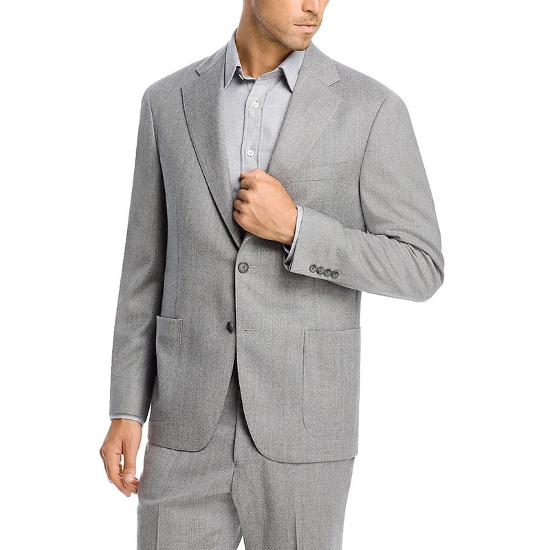 Vince Wool & Silk Light Flannel Unstructured Slim Fit Suit Jacket Grey 40R