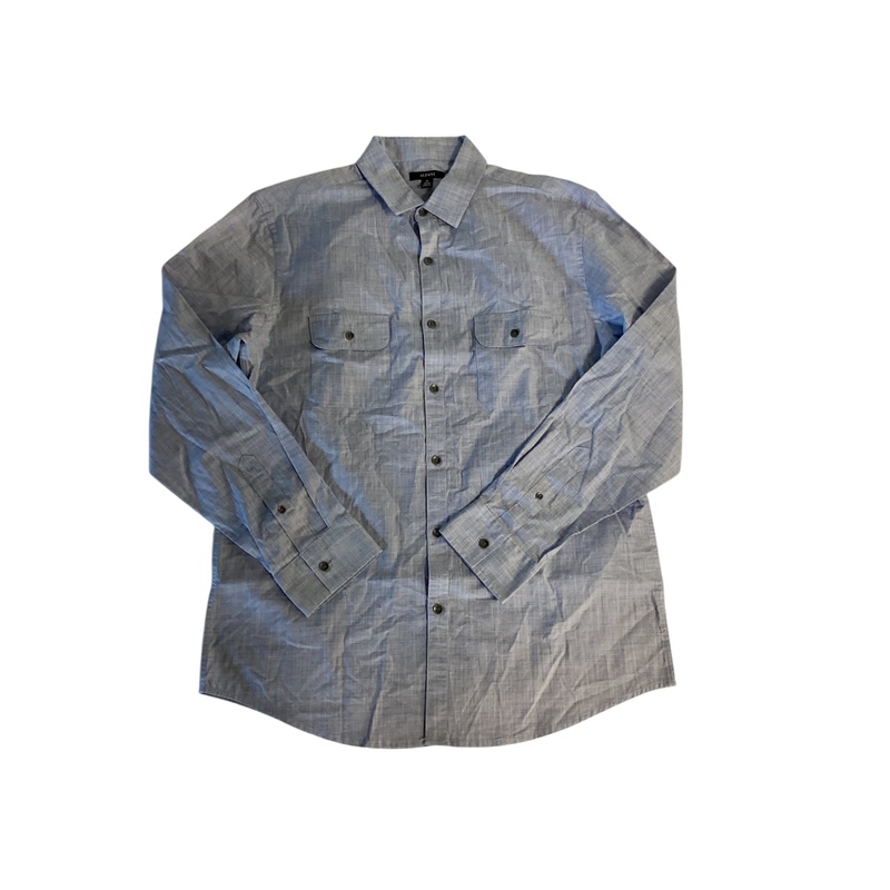 Alfani Mens Classic fit Long Sleeve Button-Up Shirt Large Blue