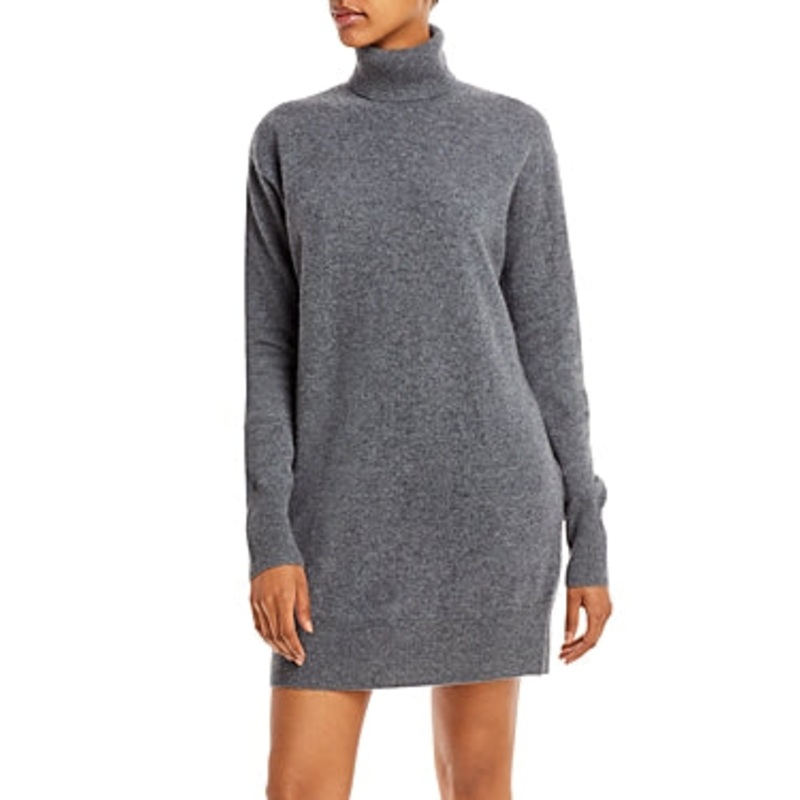 AQUA Womens Cashmere Turtleneck 100% Cashmere Dress Size Medium Grey