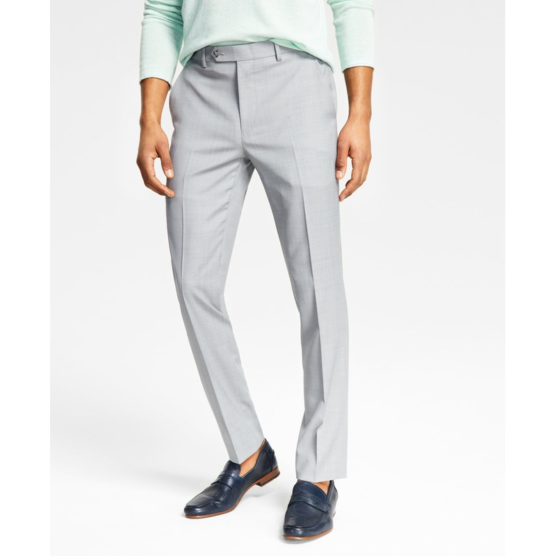 Bar Iii Mens Skinny fit Dress Pants 34 / 32 Grey Solid