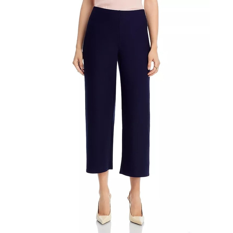 Eileen Fisher Womens Straight Leg Cropped Pants Size XL Navy Blue