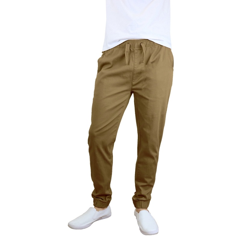 Galaxy By Harvic Mens Regular fit Joggers Pants XL /  Beige Solid Stretch