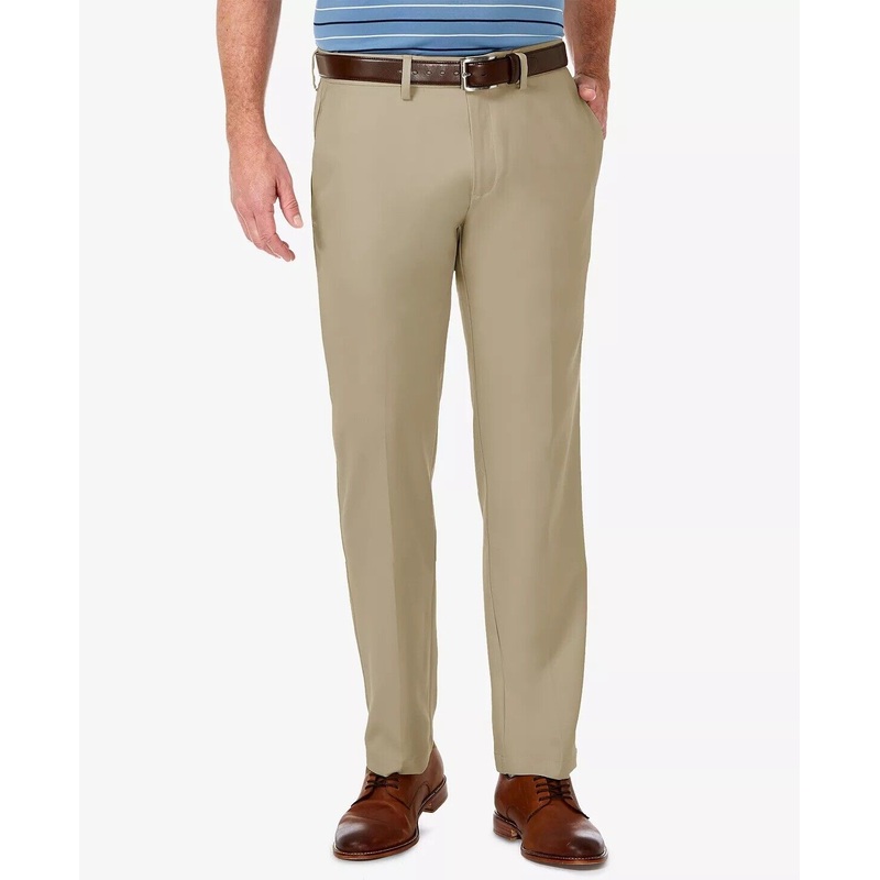 HAGGAR Men's Cool 18 PRO Stretch Straight Fit Dress Pants Toast 33 x 30