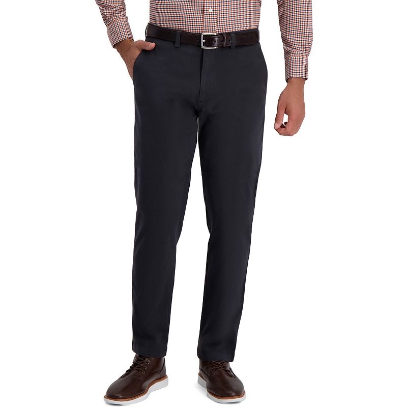 Haggar Mens Classic fit Dress Chino Pants 40 / 29 Grey Solid Stretch