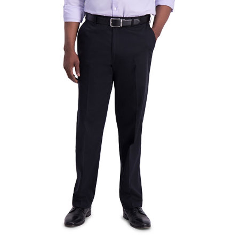 Haggar Mens Classic fit Dress Pants 32 / 32 Black Solid Stretch