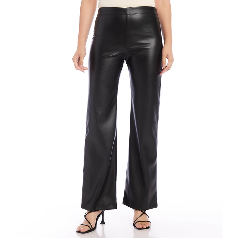 Karen Kane Wide Leg Faux Leather Pull-On Pants in Black Size XS X-Small