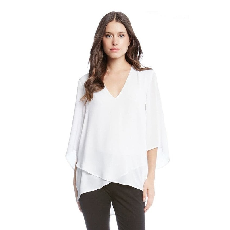 Karen Kane Womens Bracelet Sleeve Asymmetric Top Size XL White