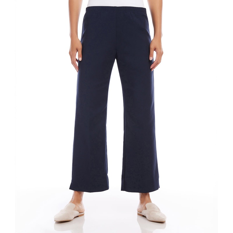 Karen Kane Womens Petite Cropped Wide Leg Pants 12P Navy Blue