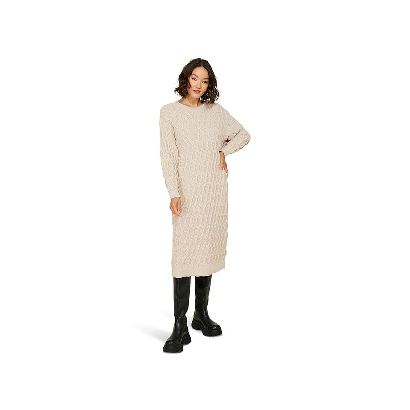 Line & Dot Womens Ruby Womens Textured MIDI Sweater Dress Size XS Beige