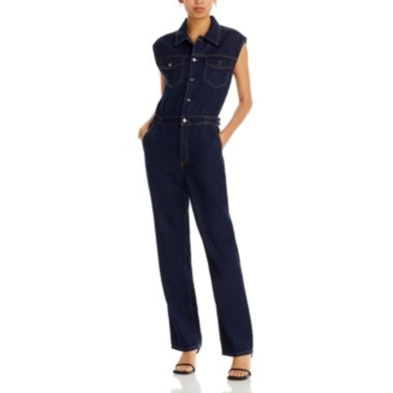 Pistola Womens Brooks Denim Jean Jumpsuit Small Blue Sleeveless