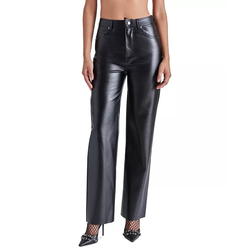 Steve Madden Women's Loren High-Rise Faux-Leather Pants Size 27 Waist Black