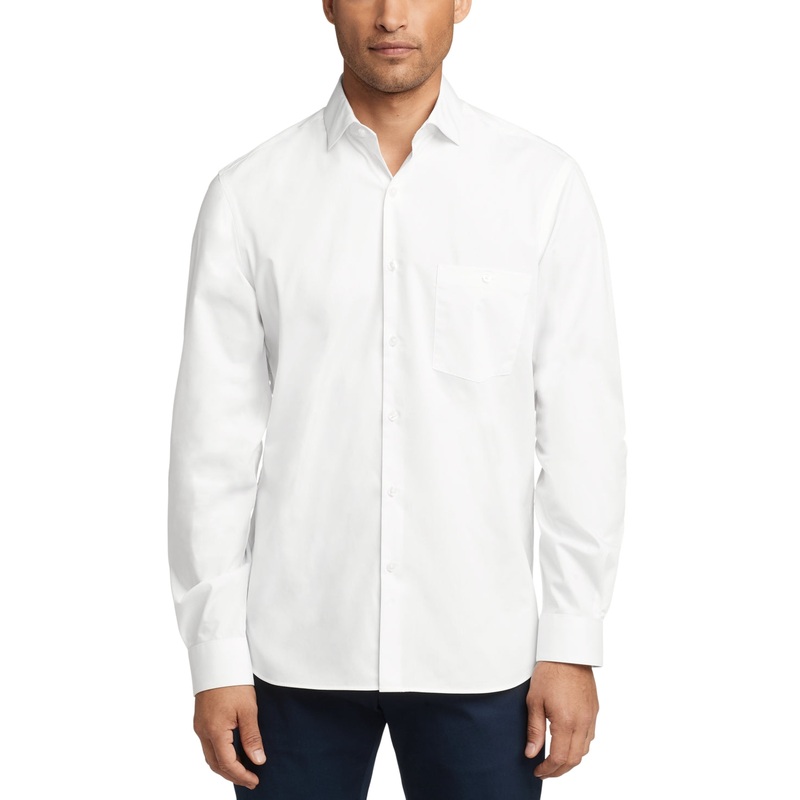 Van Heusen Mens Slim fit Long Sleeve Button-Up Shirt Medium White Solid