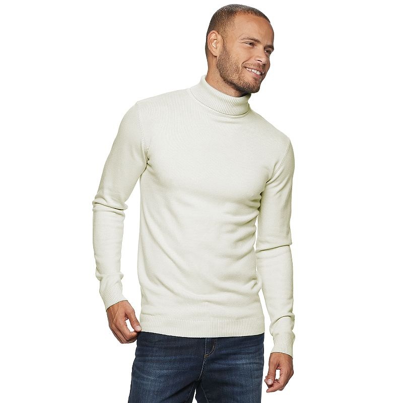 X-ray Mens Slim fit Long Sleeve Turtleneck Shirt Medium White Solid