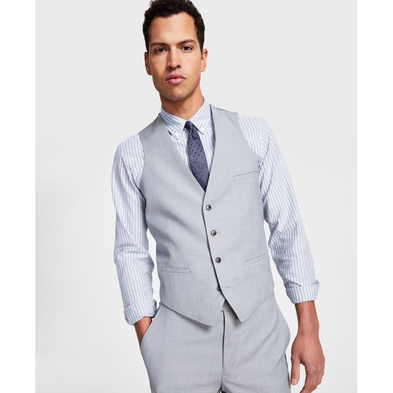 Bar Iii Mens Slim fit Button-Up Suit Vest Small Grey