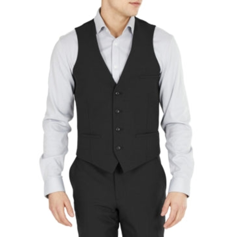 Bar Iii Mens Slim fit Button-Up Suit Vest XL Black