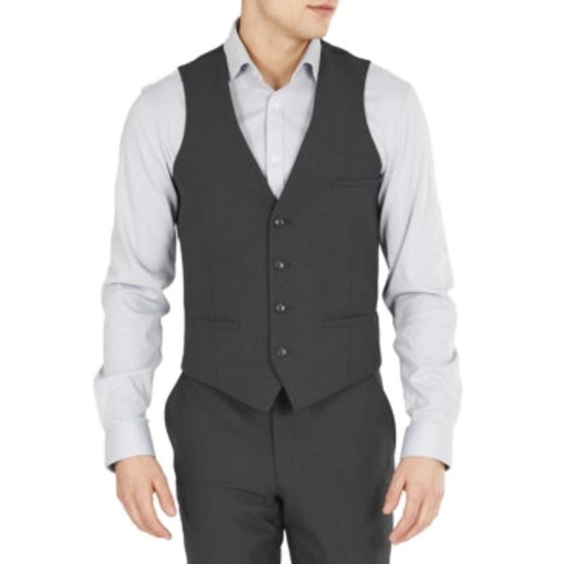 Bar Iii Mens Slim fit Button-Up Vest Large Grey