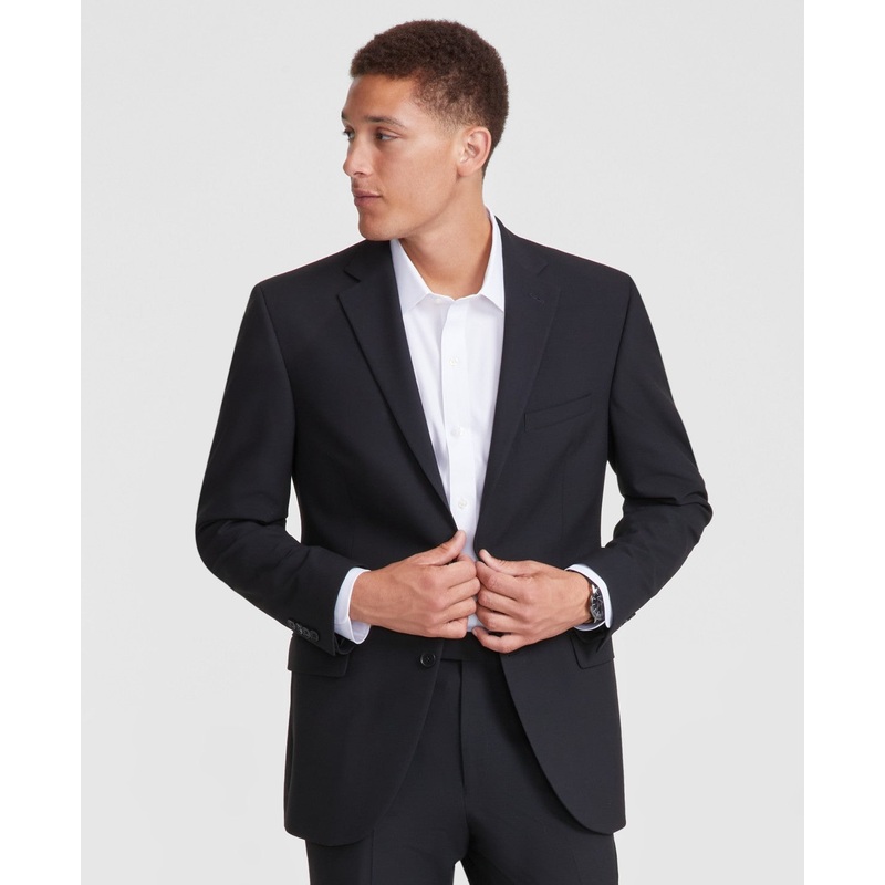 Dkny Mens Modern fit 2 Piece Suit 40 S / 33 Waist Black Solid
