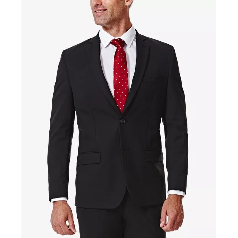 HAGGAR J.M. Mens Slim-Fit 4-Way Stretch Suit Jacket 46R Black