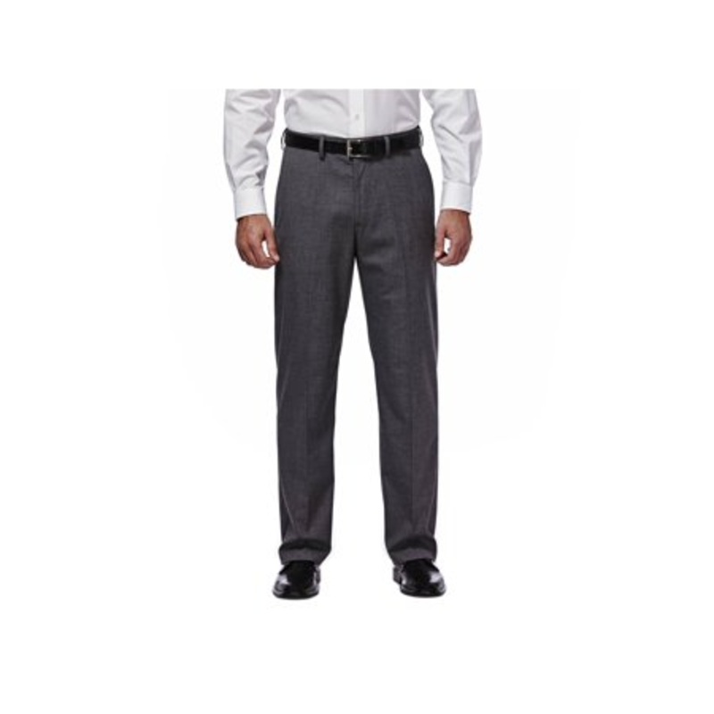 Haggar Mens Classic fit Dress Pants 36 / 29 Grey Solid Stretch