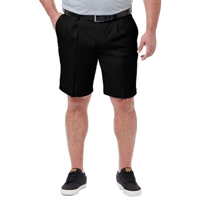 Haggar Mens Classic fit Shorts 52 Black Solid Stretch