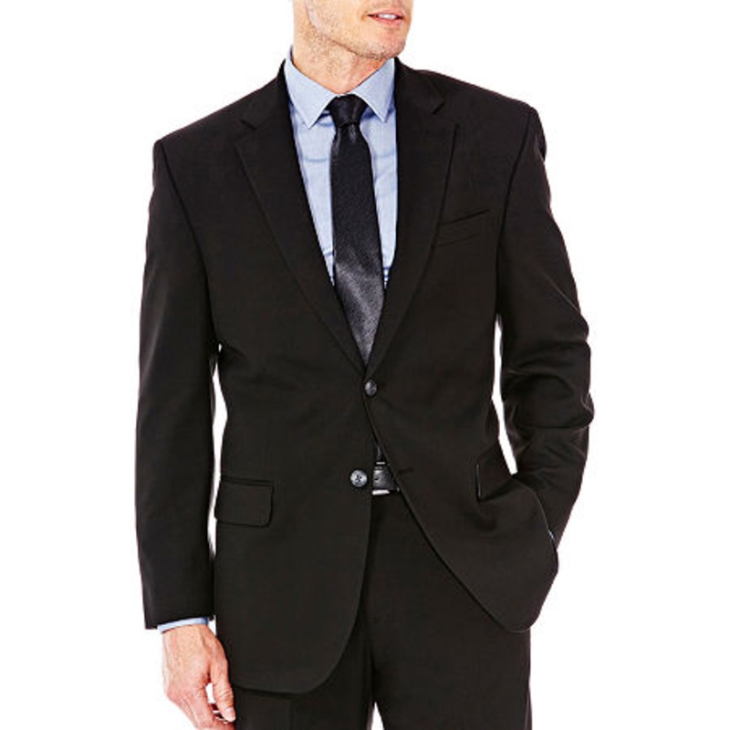 Haggar Mens Regular fit Suit Jacket Blazer 48 R Black Solid Stretch