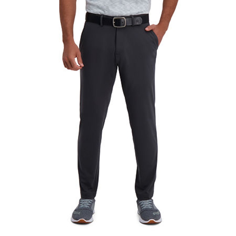 Haggar Mens Slim fit Casual Pants 34 / 29 Grey Solid Stretch