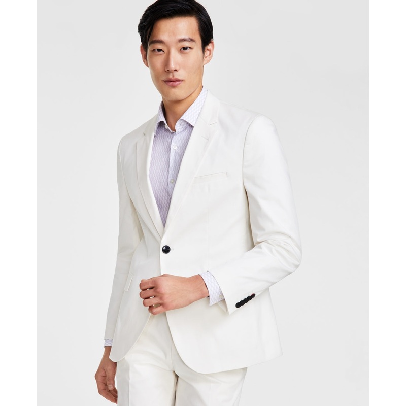 Hugo Boss Mens Slim Fit Suit Jacket White 42R