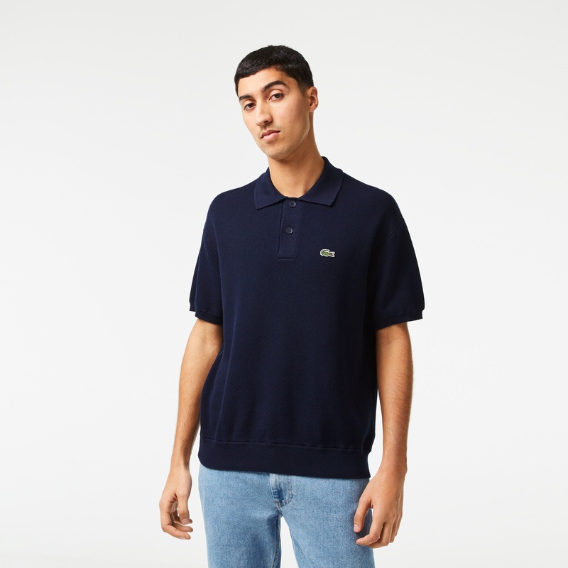 Lacoste Mens  fit Collared Polo Sweater XXXL 3XL Blue Solid