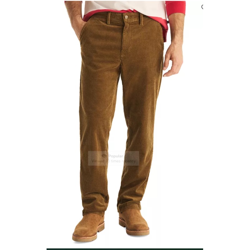 Nautica Mens Classic fit Casual Corduroy Pants 36 / 32 Brown Solid