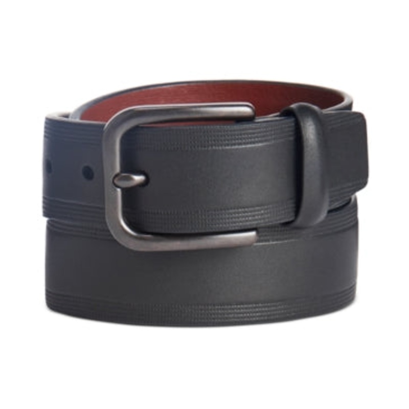 Perry Ellis Men's Faux Leather Embossed Casual Belt Black 36