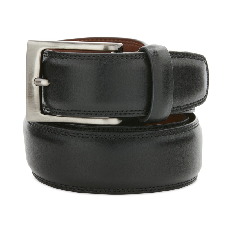 Perry Ellis Portfolio Men's Leather Dress Belt Black Medium 34 to 36