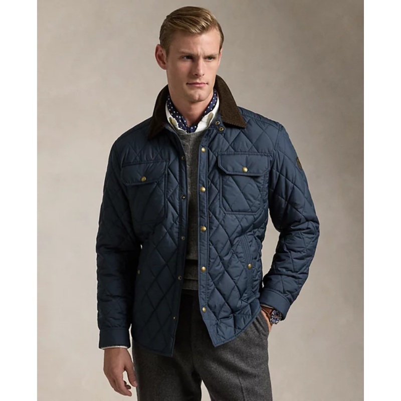 Polo Ralph Lauren Men's Water Repellent Quilted Jacket College Navy Large