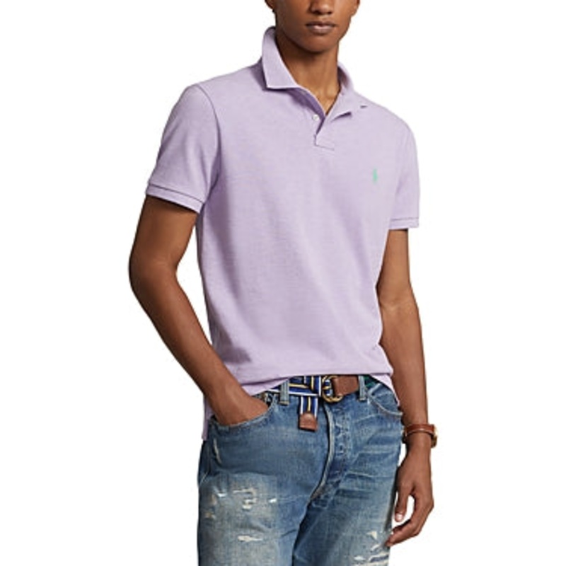 Polo Ralph Lauren Mens Slim fit Short Sleeve Polo Shirt Large Purple Solid