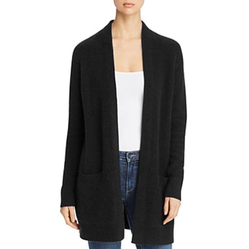 Private Label Womens Open Front Brushed Cashmere Cardigan Sweater Medium Black