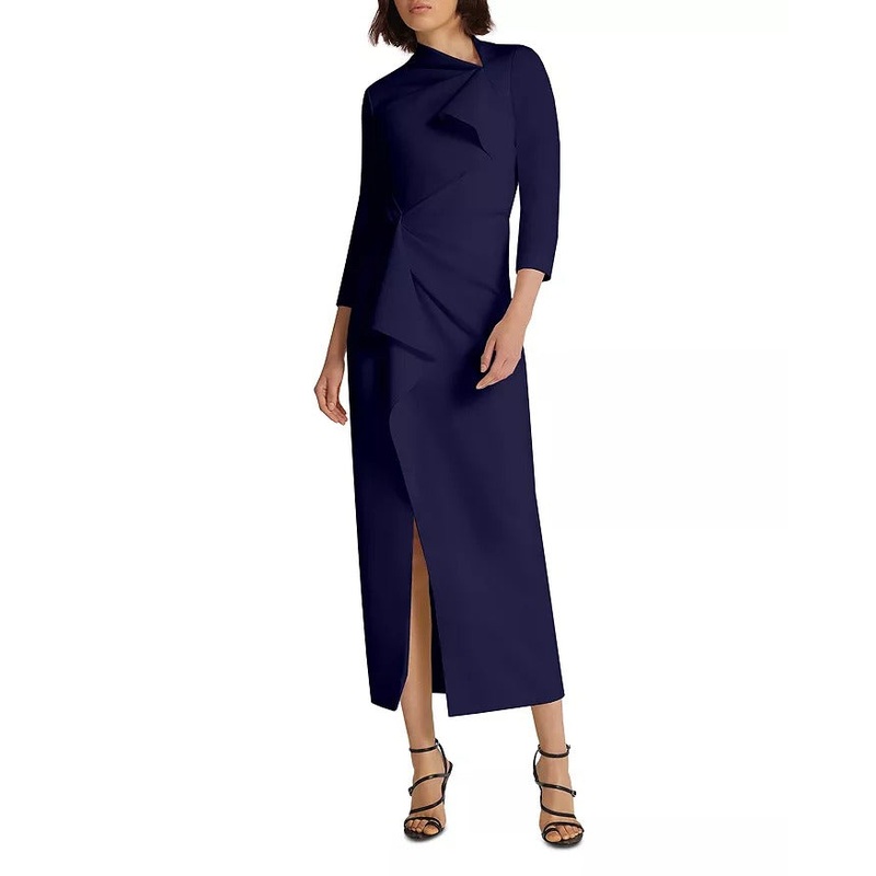 Safiyaa Womens Avery Draped Crepe Midi Dress EU 38 / US 6 Azurite Navy Blue