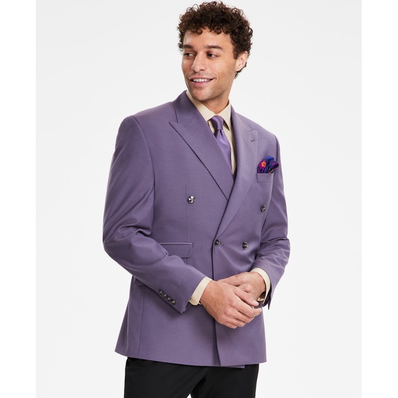 Tayion Collection Mens Classic fit Suit Jacket Blazer 42 S Purple Solid