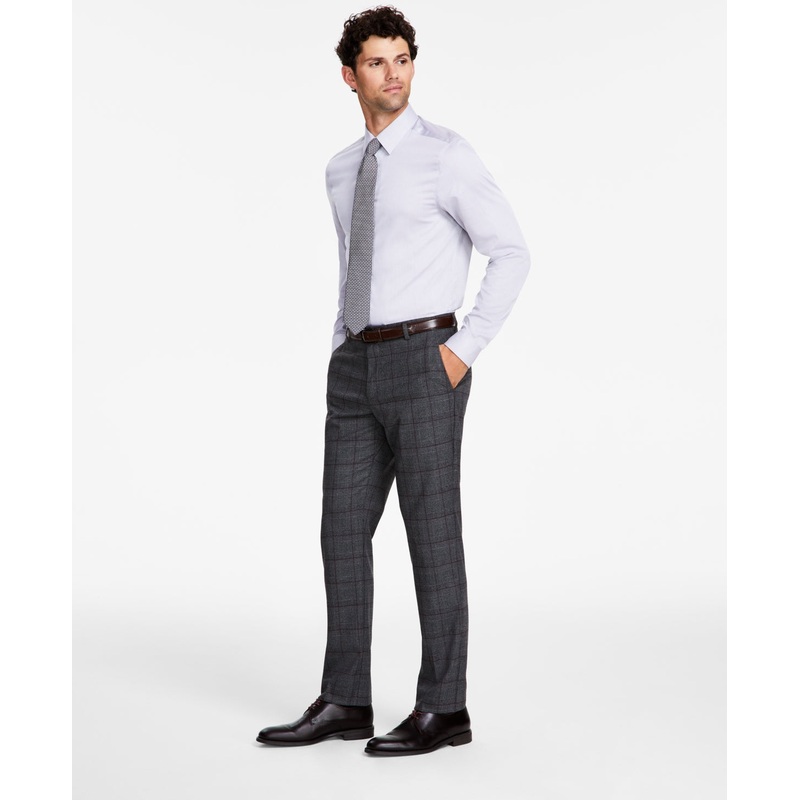 Tommy Hilfiger Mens Modern fit Casual Pants 34 / 34 Grey Plaid Stretch