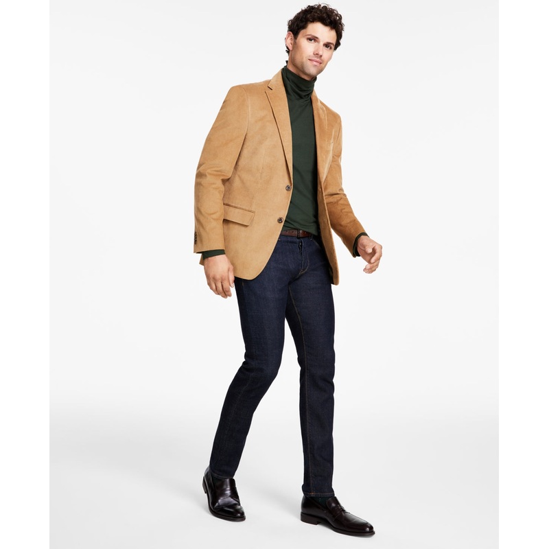 Tommy Hilfiger Mens Modern Fit Corduroy Sport Coat Blazer  Khaki Beige 40L